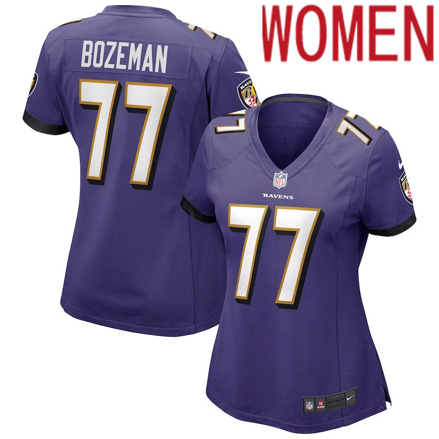 Women Baltimore Ravens 77 Bradley Bozeman Nike Purple Game NFL Jersey